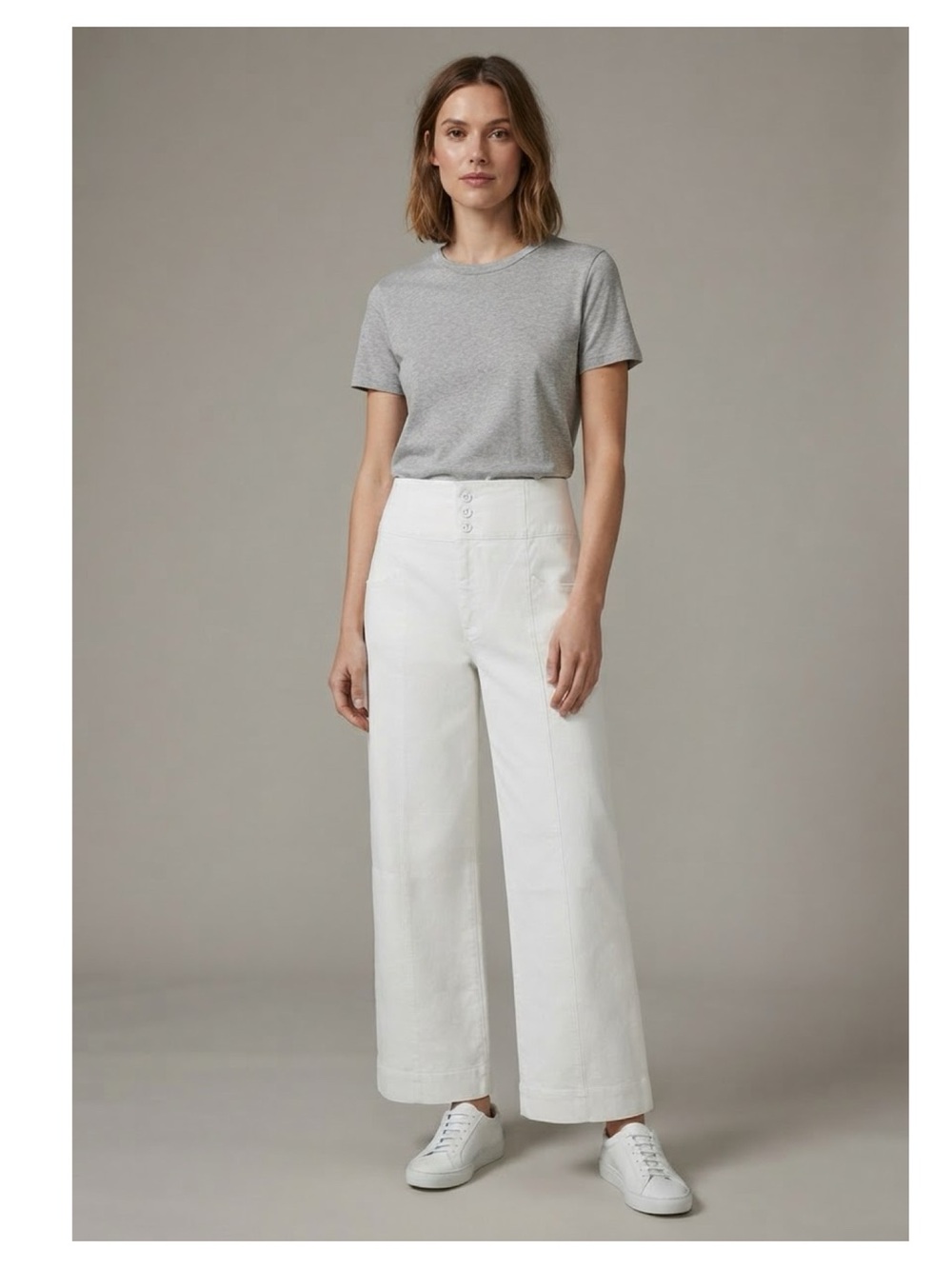 Kate Spade White High Waisted Wide Leg Pants Size 32, Lile New